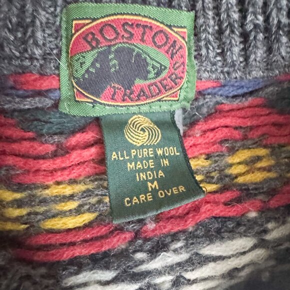 Vintage Boston Traders Nordic Style Wool Pullover Sweater M - Picture 4 of 9